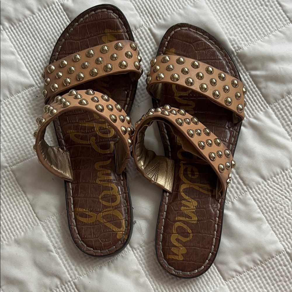 Sam Edelman Brown and Tan Studded Sandals